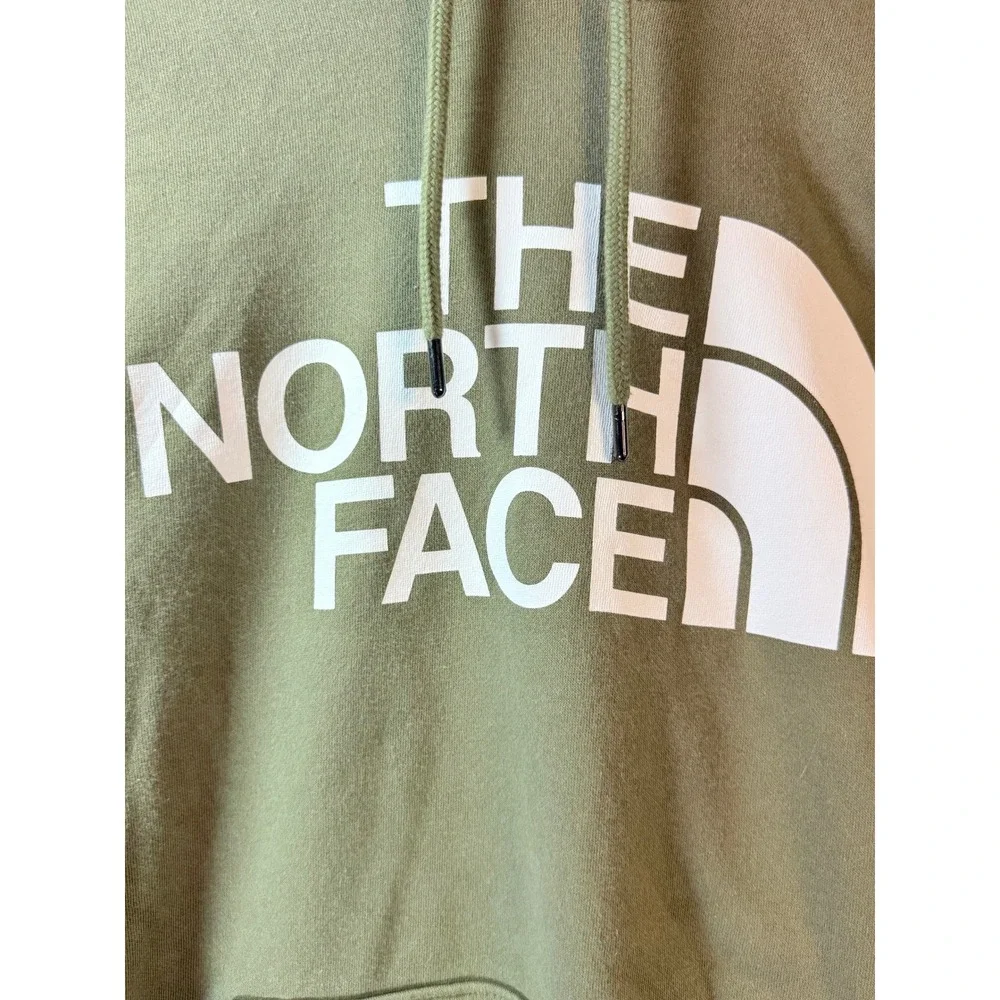 North Face Mens Medium Olive Green Logo Pullover Hoodie Kangaroo Pocket